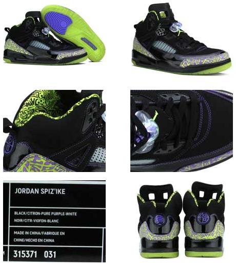 Air Jordan Spizike Black Citron Pure Purple White Shoes - Click Image to Close